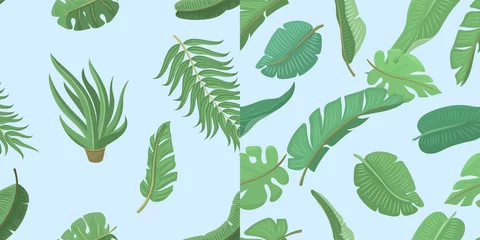 Afwasbaar Fotobehang Tropische bladeren Seamless pattern with banana leaves vector illustration.