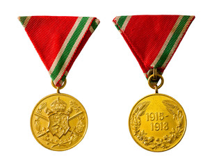 Naklejka premium Bulgarien Kriegserinnerungsmedaille 1915 - 1918 / erster weltkrieg, alter Orden, militaria, militärgeschichte, armeegeschichte, bulgarische Geschichte, ordensband, auszeichnung, medaillie, medal war 