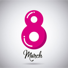 happy womens day card with eight number icon over white background. colorful design. vector illustration