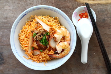 Kolo Mee, a popular local noodle dish in the state of Sarawak, Malaysia.