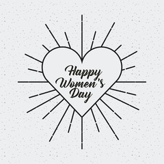 happy womens day card with heart icon.  vector illustration