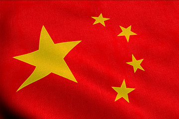 waving fabric texture with red color of the flag of people of republic of china