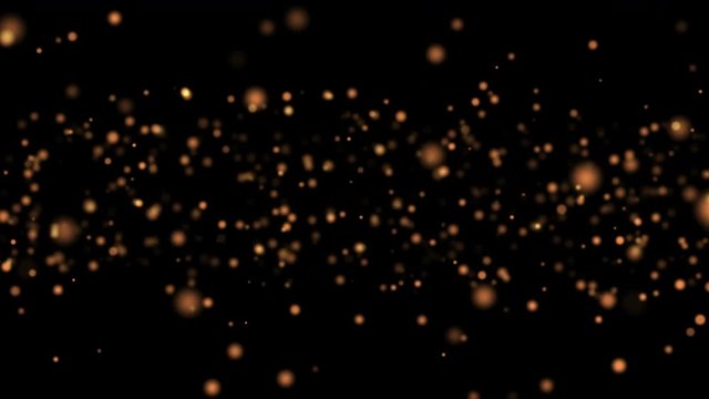 Abstract background with shining bokeh sparkles. Smooth animation looped. With a central place for your logo text. Abstract golden bokeh particles seamless loop