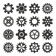 Gear icons silhouette isolated vector illustration.