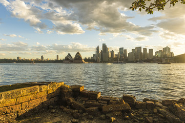 Australia Sydney CBD panoramic view from Kirribilli before sunset