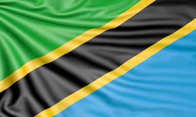 Flag of Tanzania, 3d illustration with fabric texture