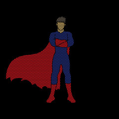 Super hero man standing arms across the chest design using geometric pattern graphic vector.