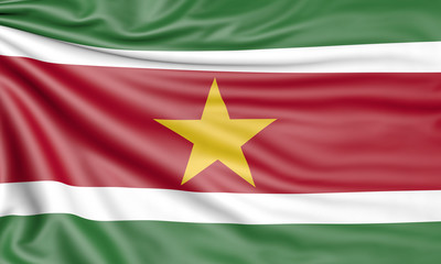 Obraz premium Flag of Suriname, 3d illustration with fabric texture