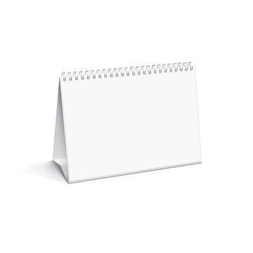 Blank desktop spiral calendar isolated on white background