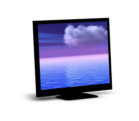 Fototapeta premium Black monitor screen mockup - 3D illustration