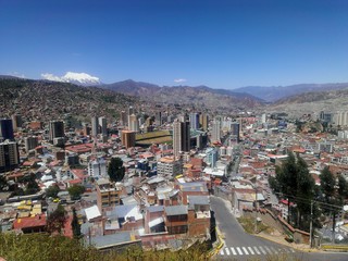 Chaotic sprawling city scape of La Paz, Bolivia