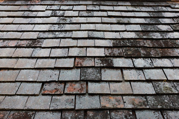 Wooden old retro style roof texture on old house