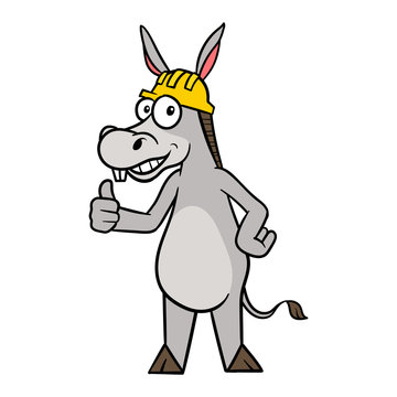 Cartoon Donkey Workman Vector Illustration