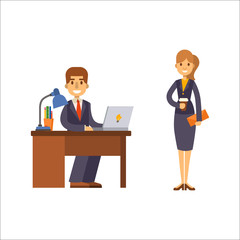 Obraz premium Business people man and woman vector illustration.