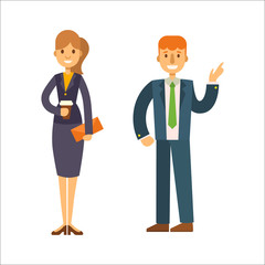 Business people man and woman vector illustration.