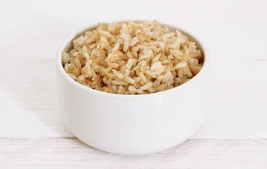 Brown Rice on white background