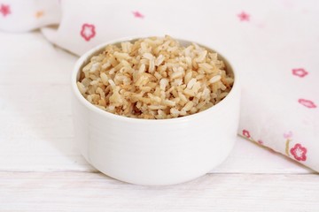 Brown Rice on white background
