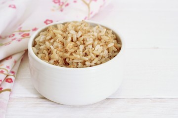 Brown Rice on white background