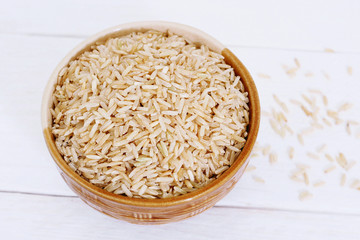 Brown Rice on white background
