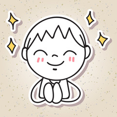 hand drawing abstract people happy kid happiness concept