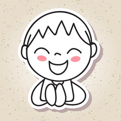 hand drawing abstract people happy kid happiness concept