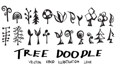 Fototapeta na wymiar tree doodle set