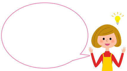 ひらめくエプロンの女性　吹き出し