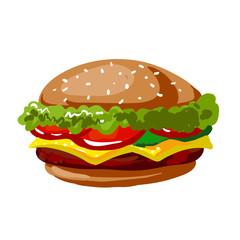 Cheeseburger or hamburger fast food vector icon