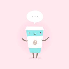 Happy cup to go. Vector hand drawn illustration