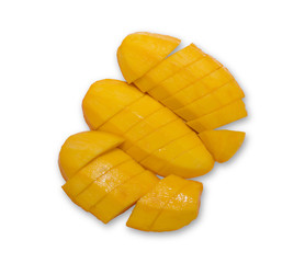isolated of sliced mangoes
