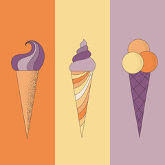 Vector cute ice cream horns

