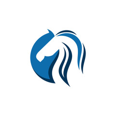 Animal Horse Head Circle Logo Abstract Style