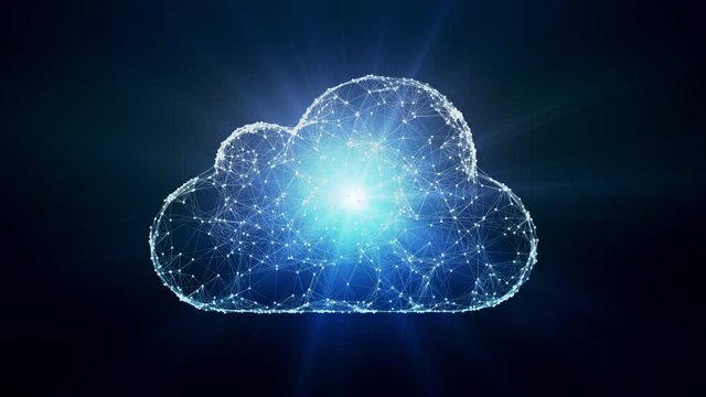 Cloud computing conception, chaotically slow moving connected points, cloud technology, cloud storage, internet of things