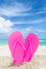 Fototapeta na wymiar Valentine's day background on the Miami beach