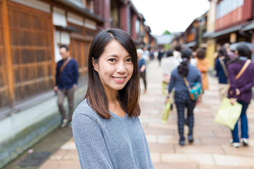 Woman travel in kanazawa city