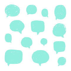 Set of speech bubbles with old grunge texture. Vector hand drawn illustration