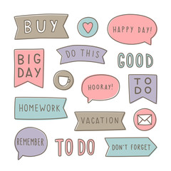 Fototapeta premium Set of planning stickers. Can be used for your planner. Printable. Vector illustration