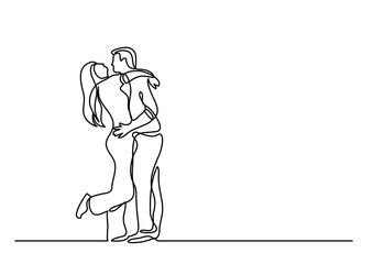 continuous line drawing of happy couple