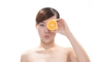 Fototapeta na wymiar facial makeup of young asian beautiful woman