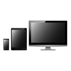black vector illustration modern monitor, computer, laptop, phone, tablet on a white background