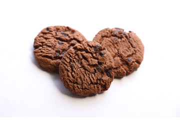 soft dark chocolate brownie cookies  isolated on white background.