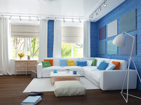 modern blue room