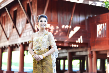 Beautiful Thai girl in Thai traditional costume