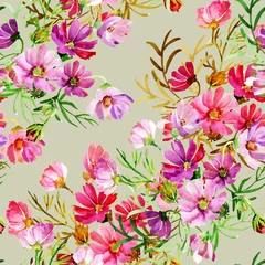 Tuinposter Seamless pattern garden flowers  © svemar