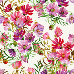 Seamless pattern garden flowers 