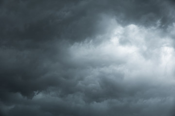 Dark sky and black clouds before rainy, Dramatic black cloud and thunderstorm