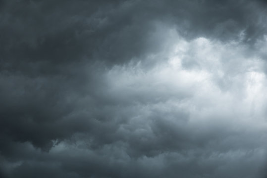 Fototapeta Dark sky and black clouds before rainy, Dramatic black cloud and thunderstorm