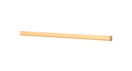 Brown corrugated cardboard box from side angle. Blank, horizontal, thin, long and rectangle shape.