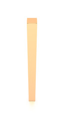 Brown corrugated cardboard box from top front closeup angle. Blank, vertical, tall, long and rectangle shape.