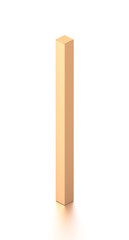 Brown corrugated cardboard box from isometric angle. Blank, vertical, tall, long and rectangle shape.
